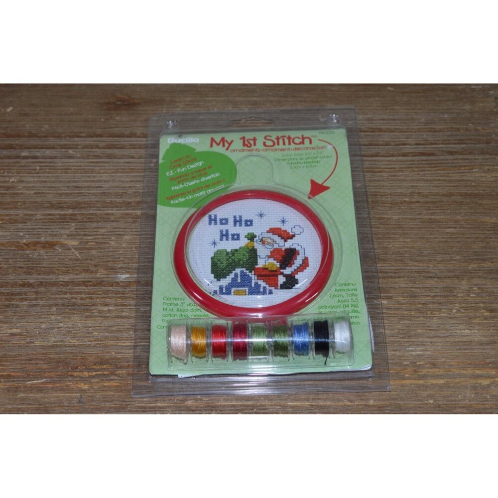 Bucilla My First Stitch Christmas Santa Tree Ornament Kit Counted Cross Kit